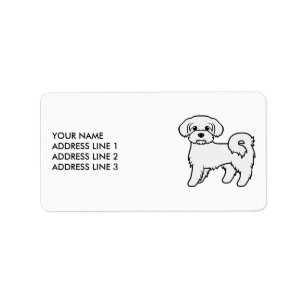 Étiquette Chien de dessin animé mignon maltais et texte pers