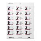 Étiquette Chien de taule français de Noël (Feuille entière)