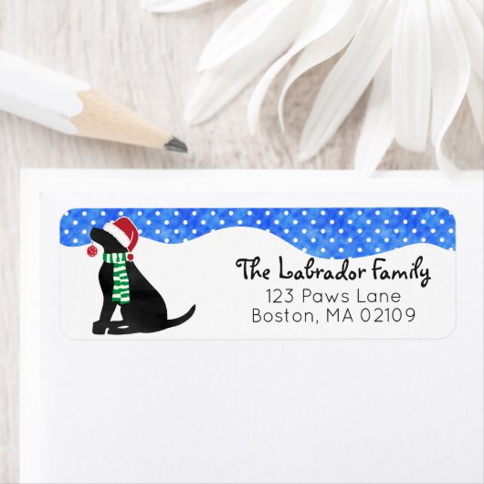 Étiquette Chien de vacances Noël Black Lab (En situation)