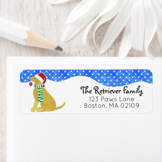 Étiquette Chien de vacances Noël Golden Retriever (En situation)