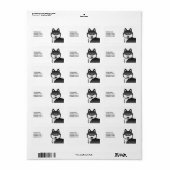 Étiquette Chien et texte personnalisé Sibérien noir et blanc (Feuille entière)