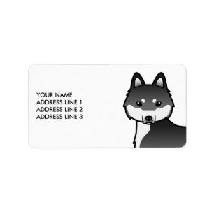 Étiquette Chien Klee Kai d'Alaska noir et blanc & Texte pers