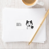 Étiquette Chien Malamute d'Alaska Piebalde Noir & Texte Pers (En situation)