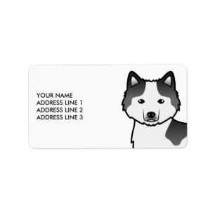 Étiquette Chien Malamute d'Alaska Piebalde Noir & Texte Pers