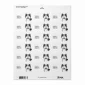 Étiquette Chien Malamute d'Alaska Piebalde Noir & Texte Pers (Feuille entière)