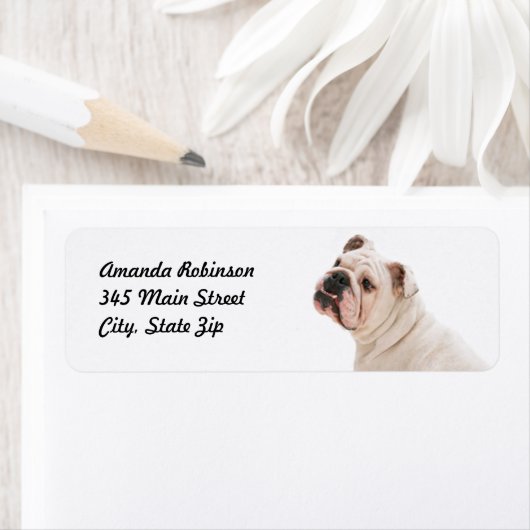 Étiquette Chien mignon blanc taureau (En situation)