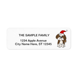 Étiquette Chien mignon Chih Tzu portant le chapeau de Noël A