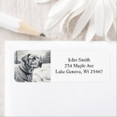 Étiquette Chien noir et blanc AI Croquis hiver scène (En situation)