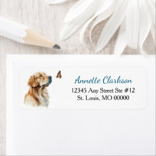 Étiquette Chien Retriever Doré Papillon Merveille