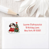 Étiquette Chien Shih Tzu de Noël (En situation)
