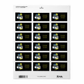 Étiquette Chien sibérien Husky Jaune & Grille Bleue TriColor (Feuille entière)