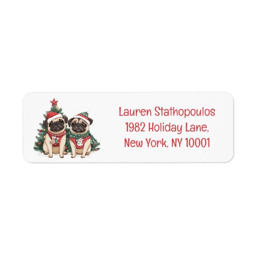 Étiquette Chiens de Carlin de Noël (Devant)