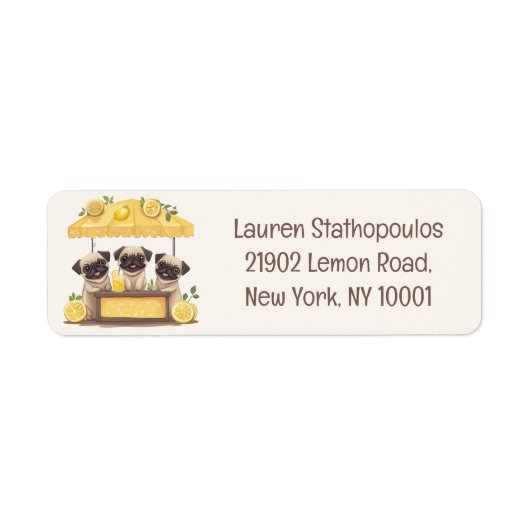 Étiquette Chiens de carlin Stand de Lemonade (Devant)
