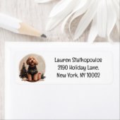 Étiquette Chiens de chiot de Noël Goldendoodle (En situation)