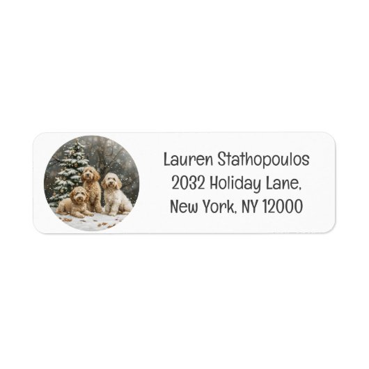 Étiquette Chiens de chiot de Noël Goldendoodle (Devant)