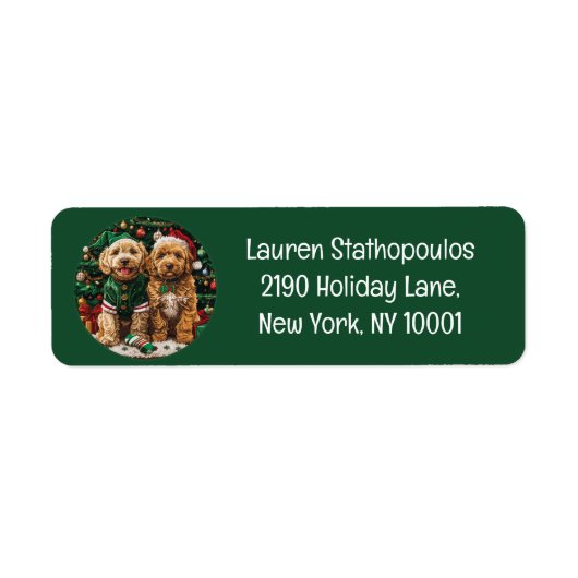 Étiquette Chiens de chiot de Noël joli Goldendoodle (Devant)