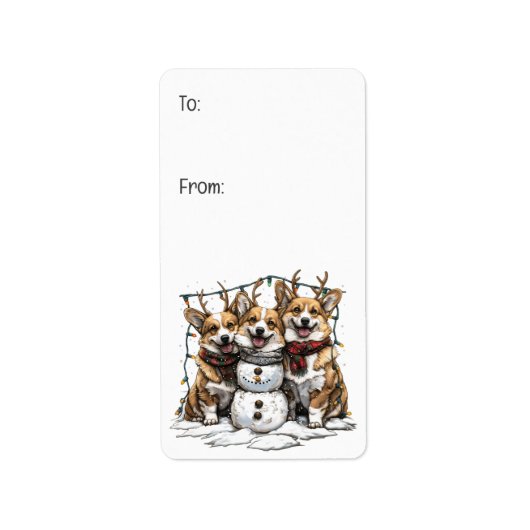 Étiquette Chiens de Noël Chiens de neige (Devant)