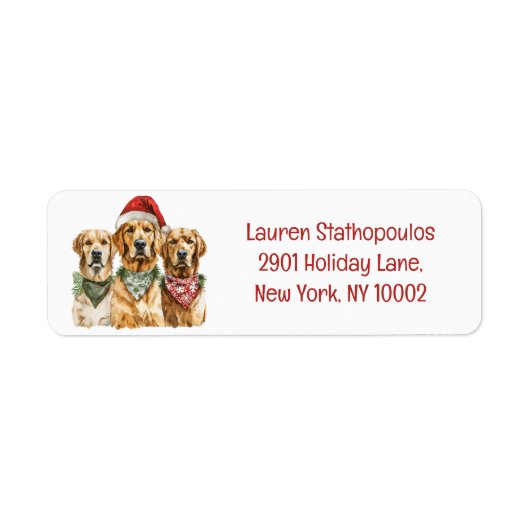 Étiquette Chiens de Noël Golden Retriever (Devant)