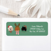 Étiquette Chiens de Noël Goldendoodle (En situation)