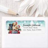 Étiquette Chiens de Noël mignons Retourner l'adresse Étiquet (En situation)