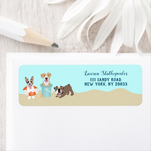 Étiquette Chiens de plage bleu (En situation)