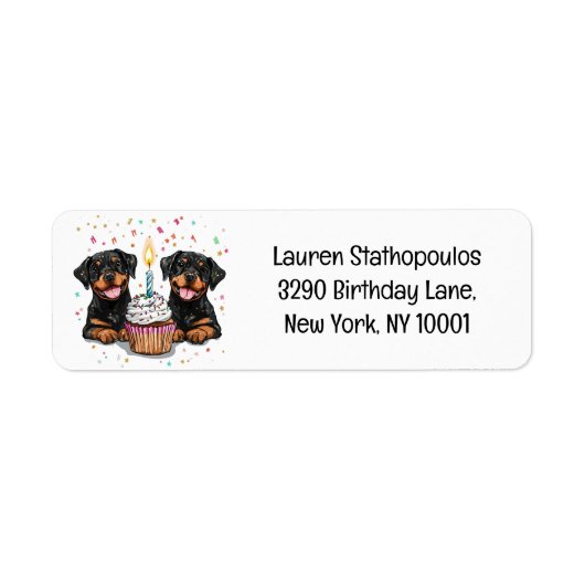 Étiquette Chiens de Rotweiler d'anniversaire (Devant)