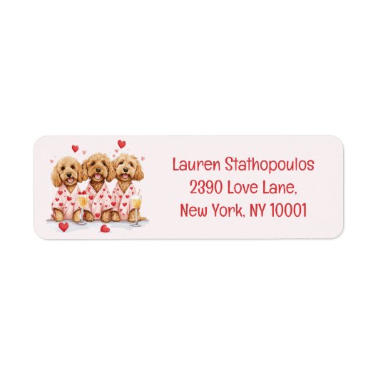 Étiquette Chiens de Valentines Day (Devant)