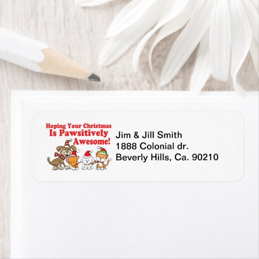 Étiquette Chiens et chats Noël à la mode (En situation)