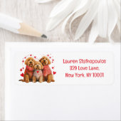 Étiquette Chiens Goldendoodle de la Saint-Valentin (En situation)