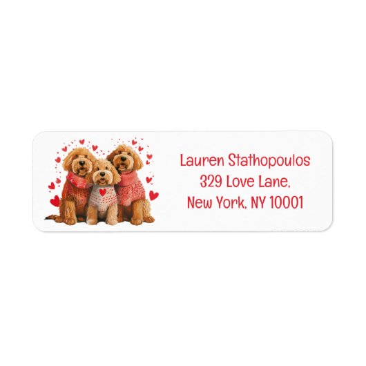 Étiquette Chiens Goldendoodle de la Saint-Valentin (Devant)