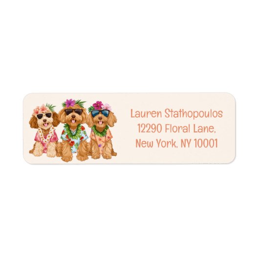 Étiquette Chiens Goldendoodle Hawaïens Fleur Lei (Devant)