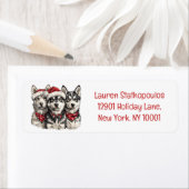 Étiquette Chiens Husky de Noël (En situation)