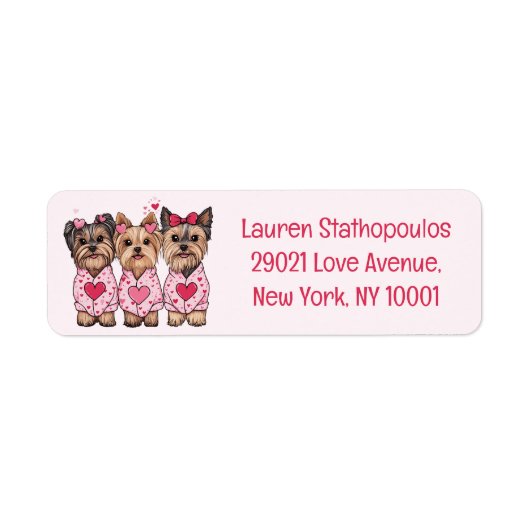 Étiquette Chiens Yorkie de la Saint-Valentin (Devant)