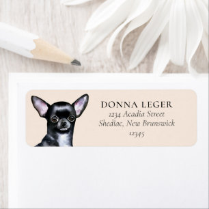 Étiquette Chihuahua Chien noir Adresse personnalisée