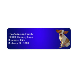 Étiquette Chihuahua d'adresse de retour d'étiquette bleue