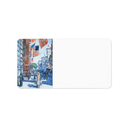 Étiquette Childe Hassam - drapeaux Cinquième Avenue (Devant)