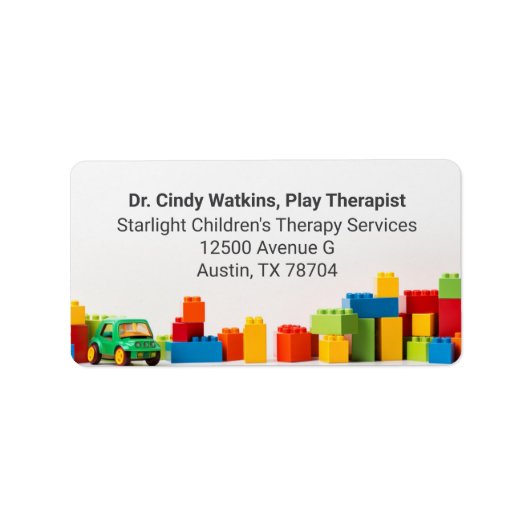 Étiquette Children's Toys Play Therapy Office Return Address (Devant)