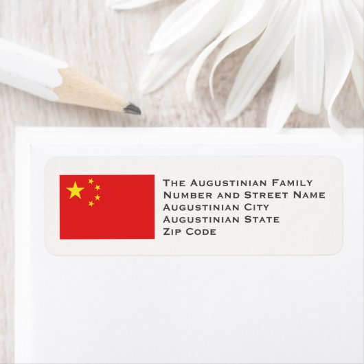 Étiquette CHINA FLAG Customized Return Address (En situation)