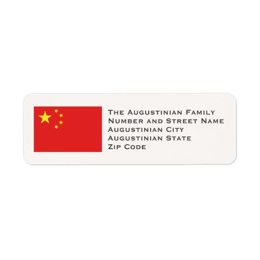 Étiquette CHINA FLAG Customized Return Address (Devant)