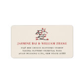 Étiquette Chinese Ai Love Red Cherry Blossoms Adresse de ret (Devant)