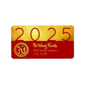 Étiquette Chinois serpent du Nouvel An 2025 Red Gold AddLab (Devant)