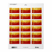 Étiquette Chinois serpent du Nouvel An 2025 Red Gold AddLab (Feuille entière)