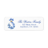 Étiquette Chinoiserie Bleu & Blanc Ornement de Noël Retour (Devant)