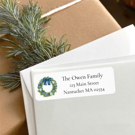 Étiquette Chinoiserie Christmas Wreath Return Adresse