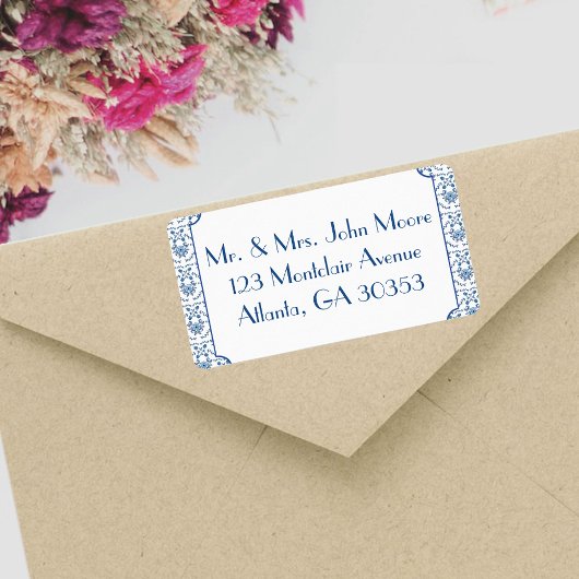 Étiquette Chinoiserie Delft Motif bleu ・ personnalisé