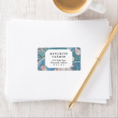 Étiquette Chinoiserie Pastel Oriental Rose & Bleu Floral (En situation)