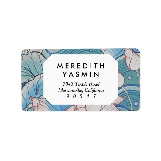 Étiquette Chinoiserie Pastel Oriental Rose & Bleu Floral (Devant)