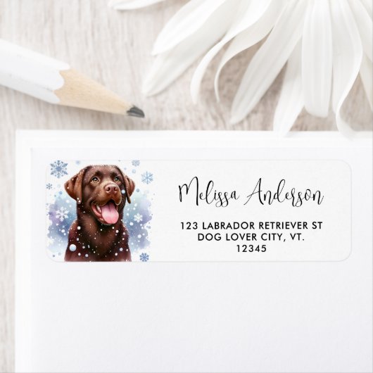 Étiquette Chiot à neige - Chiot du Labrador - Black Labrador (En situation)