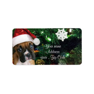 Étiquette Chiot de boxeur de Noël