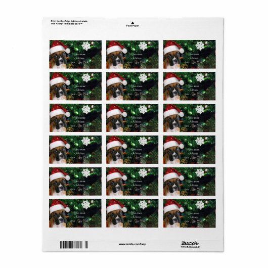 Étiquette chiot de Noël (Feuille entière)